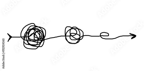 Tangle and untangle concept. Psychotherapy. Chaos and easy problem solving concept.