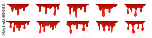 Blood drips pattern and splatters liquid stain texture. Splashes and drops form. Flat vector illustration isolated