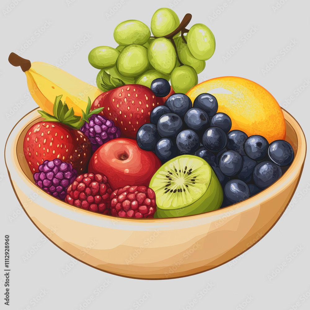 Fresh and Colorful Fruit Bowl with Strawberries, Bananas, Grapes, Raspberries, Blueberries, Apples, Kiwis, Oranges, and Pears for Healthy Eating Fresh and Colorful Fruit Bowl with Strawberries, Bananas, Grapes, Raspberries, Blueberries, Apples, Kiwis, Oranges, and Pears for Healthy Eating