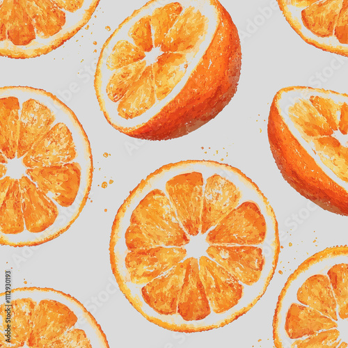 Vibrant Orange Slices Spread Across a Light Gray Background Showcasing Juicy Freshness and Bright Colors for Culinary and Design Purposes