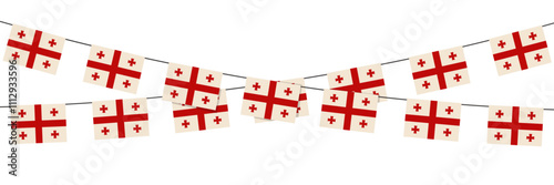Georgia flags hanging on a rope, celebration concept. Vector illustration.