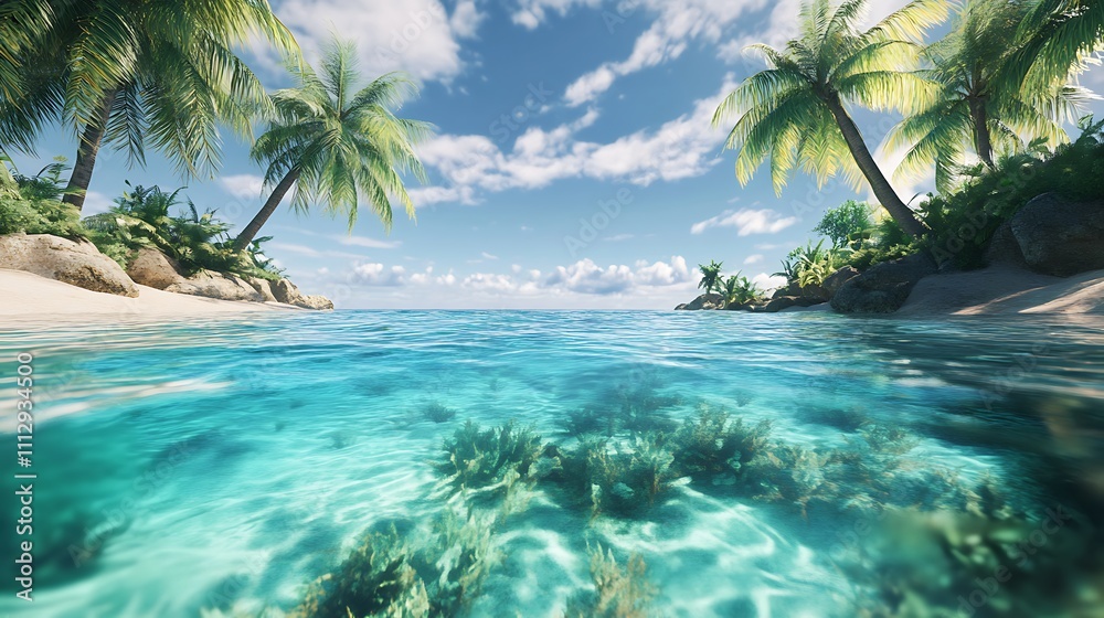 Beautiful tropical oasis between clear and tree image Beautiful tropical oasis between clear and tree image