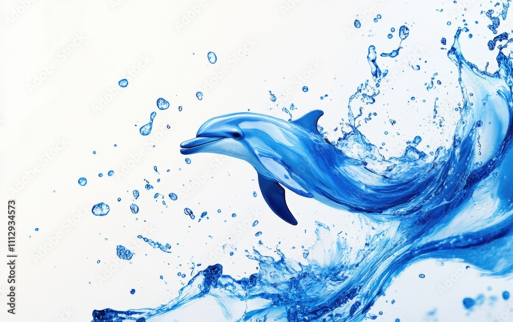 custom made wallpaper toronto digitalDolphin in Aquatic Paint A playful dolphin jumping out of swirling blue and white paint splashes, surrounded by dynamic droplets evoking ocean waves.