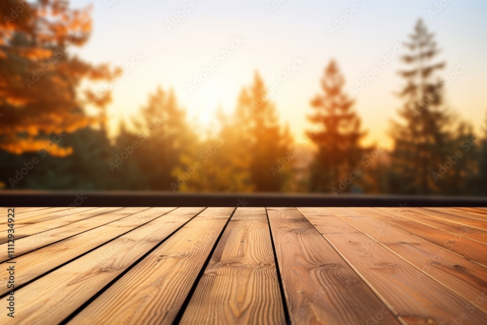 Perspective view of a sunlit wooden background, creating a sense of depth and warmth Perspective view of a sunlit wooden background, creating a sense of depth and warmth