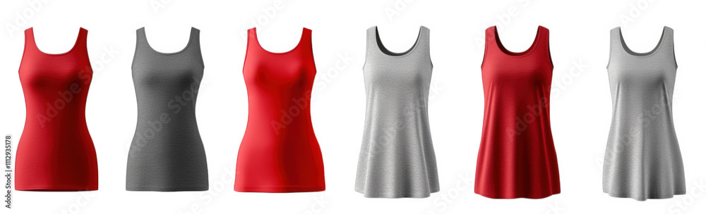 set of six sleeveless shirts with a variety of colours. including red. grey. and black these shirts are perfect for mockups and designs set of six sleeveless shirts with a variety of colours. including red. grey. and black these shirts are perfect for mockups and designs