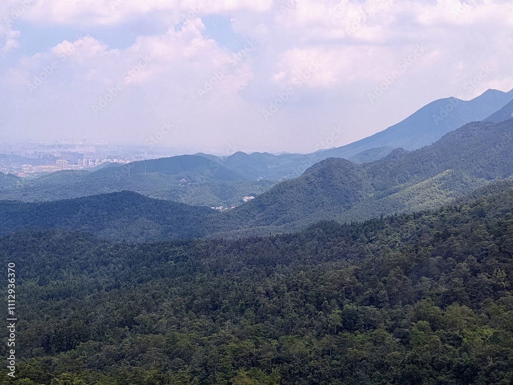 China Travel Trip Lushan View Mountain Landscape Hills Trees Forest Jiujiang City China Travel Trip Lushan View Mountain Landscape Hills Trees Forest Jiujiang City