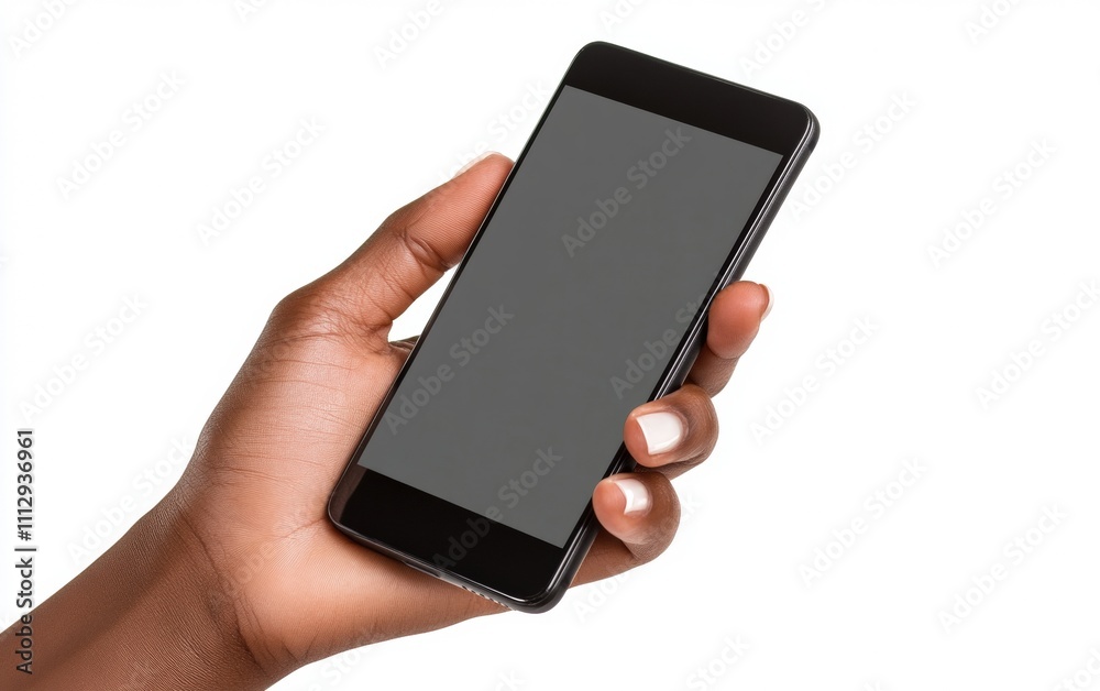 Hand Holding a Smartphone Hand holding a sleek modern smartphone with a blank screen, perfect for mockups, on a white background. Hand Holding a Smartphone Hand holding a sleek modern smartphone with a blank screen, perfect for mockups, on a white background.