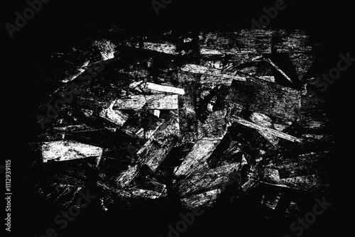 Black and White Grunge Vector Wood Texture -Distressed Abstract Chipboard Overlay for Creative Designs