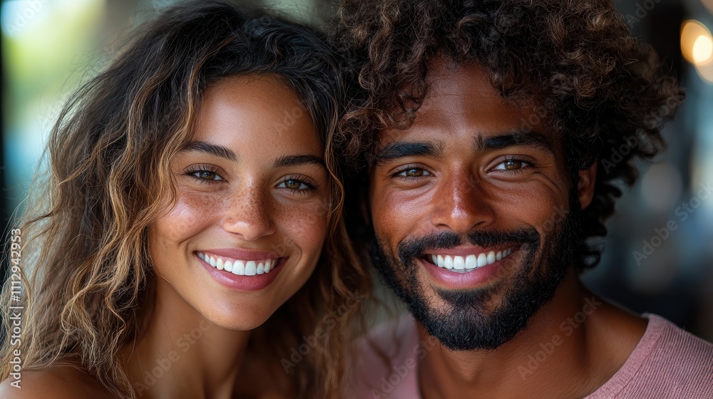 A bright and joyful moment captured in an image showing two people with radiant smiles, embodying the essence of happiness and human connection in everyday life. A bright and joyful moment captured in an image showing two people with radiant smiles, embodying the essence of happiness and human connection in everyday life.