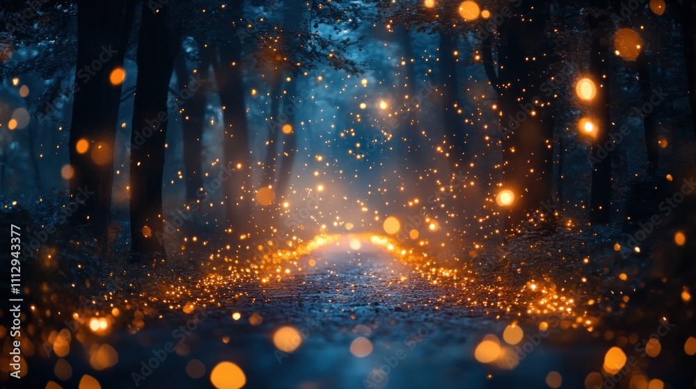 Magical Forest Path at Night. Magical Forest Path at Night.