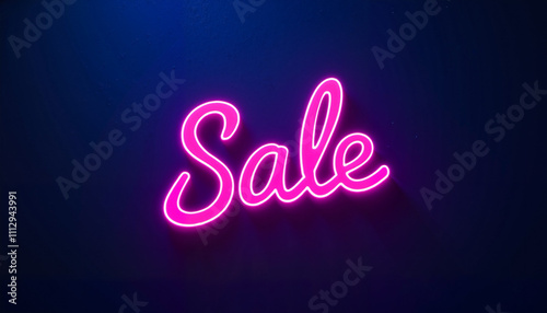 Neon pink Sale sign glowing against a dark background for advertising promotions