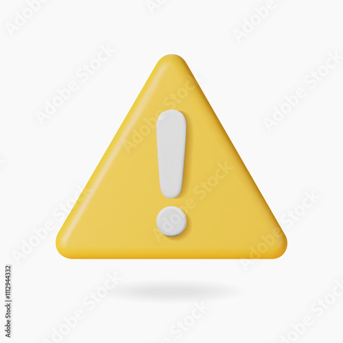 3d warning sign on yellow triangle photo