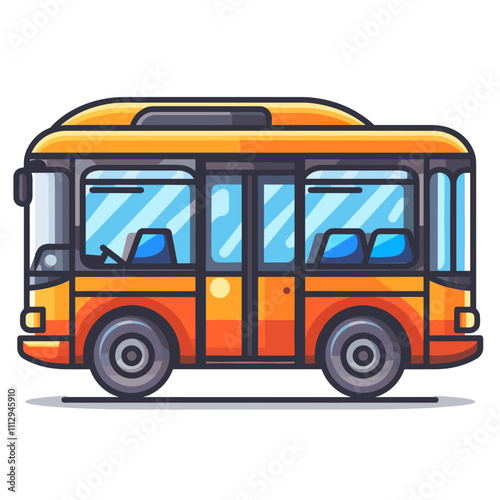 Yellow school bus on white background. Vector illustration in cartoon style