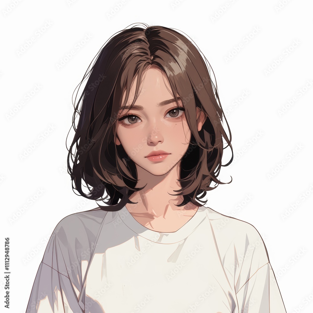Young Woman with Relaxed Expression and Neutral Face in Portrait Young Woman with Relaxed Expression and Neutral Face in Portrait