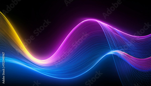 Big Blue, Purple, Yellow Neon Wave Background
