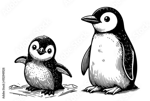 penguin animal ice cold cartoon winter illustration