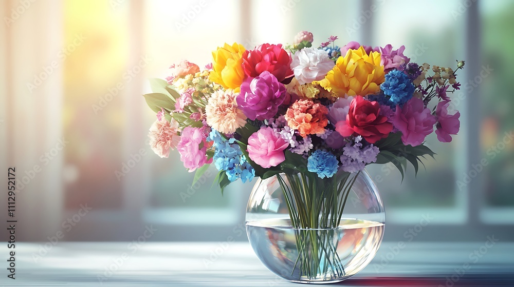 Colorful flowers encircling vase blooming picture Colorful flowers encircling vase blooming picture