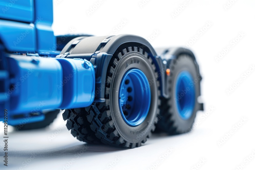 A detailed view of a small toy truck sitting on a clean white surface A detailed view of a small toy truck sitting on a clean white surface