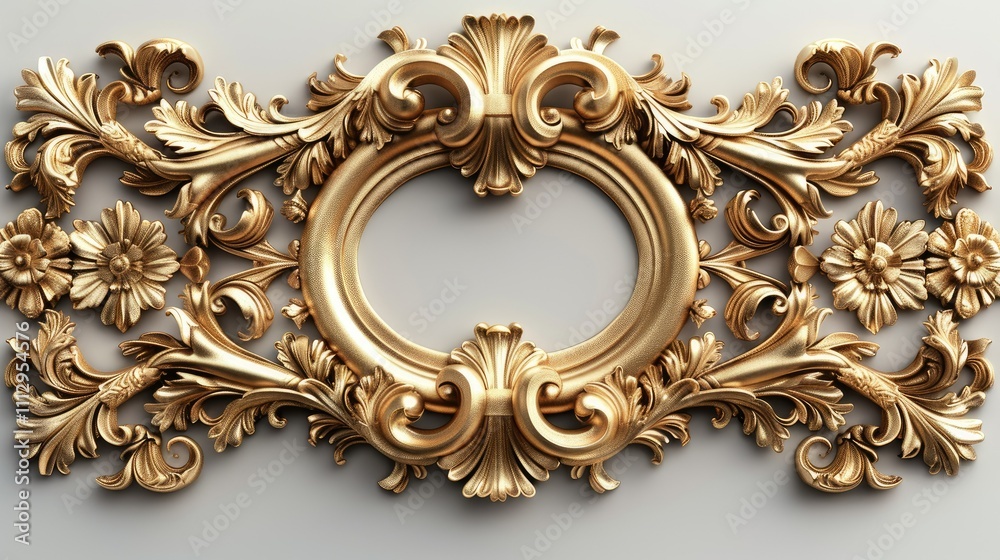Ornate gold frame with floral details, elegant design element. Ornate gold frame with floral details, elegant design element.