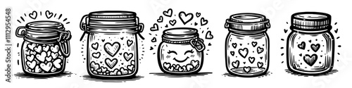 jar with hearts inside vector cute nice sweet valentine's day lovely decoration illustration