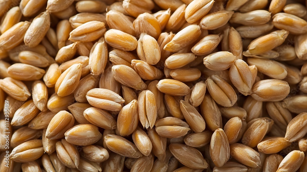 A close-up view of raw wheat grains, showcasing their texture and color. A close-up view of raw wheat grains, showcasing their texture and color.