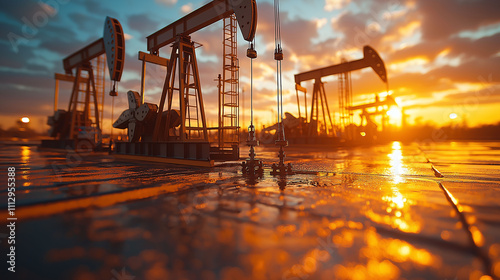 Oil Pump Jack Sunset  Energy Industry Extraction