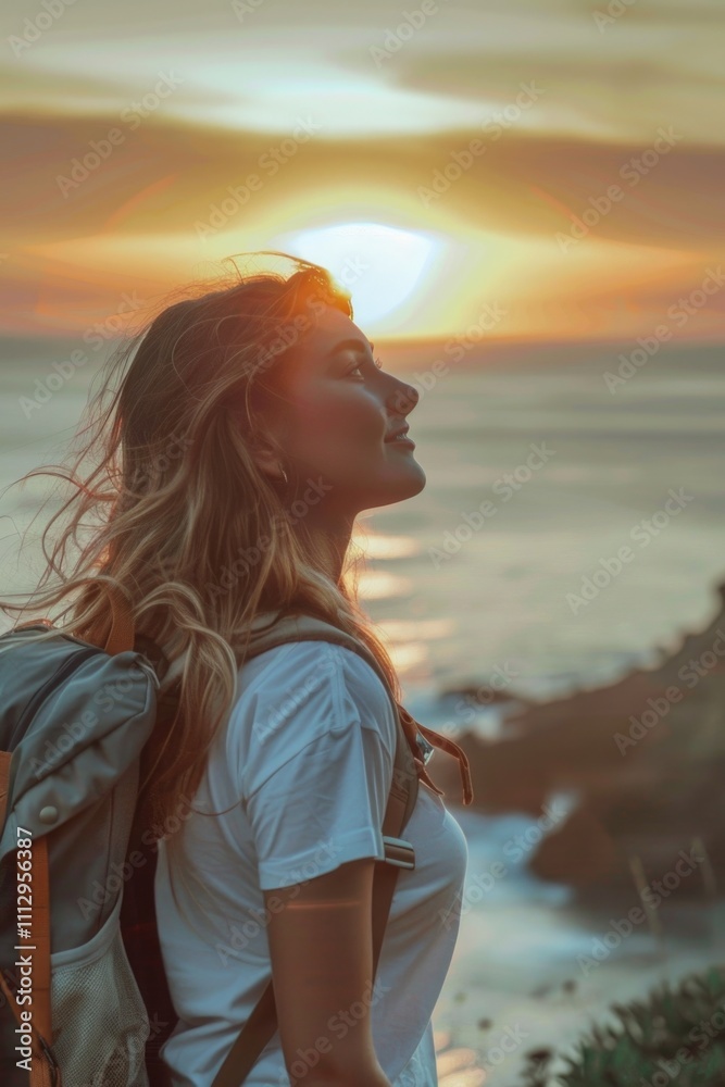 Obraz premium A person gazing out at the sea, possibly contemplating or relaxing