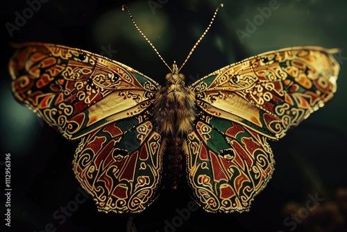 A close-up photo of a butterfly perched on a stick, ready to take flight photo