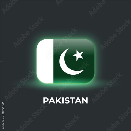 Glowing pakistan Flag in Dark Background with Vibrant Colors