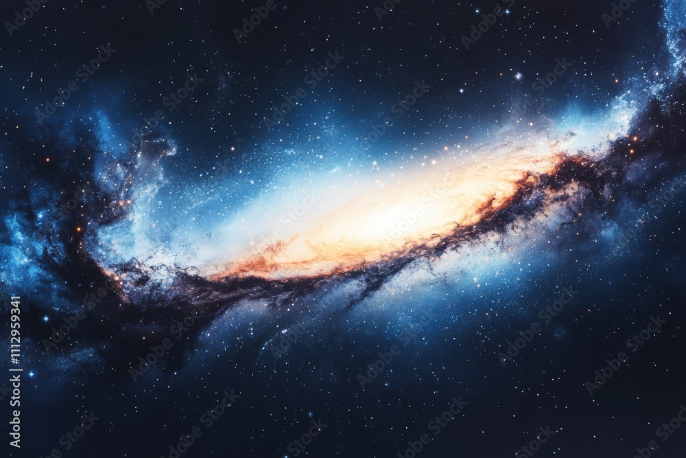 Fototapeta premium Stunning galaxy with swirling blue and white stars, cosmic landscape, deep space view, celestial beauty, astronomy, starry sky, universe, galaxy formation, Milky Way, outer space