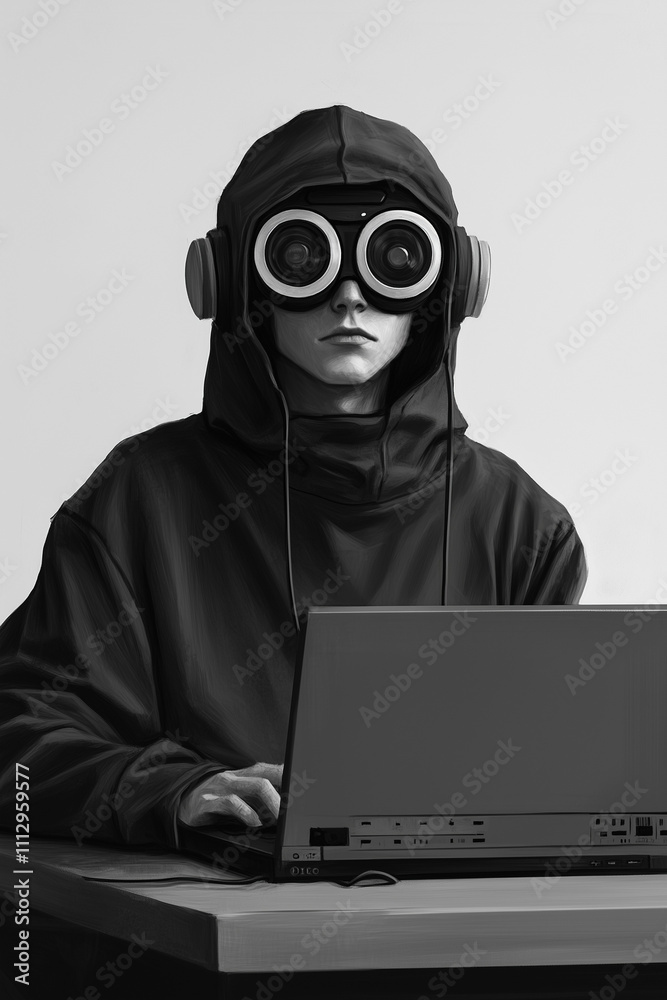 hacker with laptop computer hacker with laptop computer
