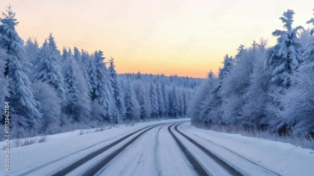 video animation - the camera quickly moves along a snowy forest road surrounded by tall trees covered with snow. video animation - the camera quickly moves along a snowy forest road surrounded by tall trees covered with snow.