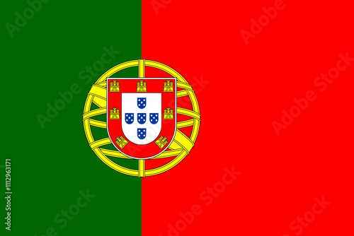 Portugal flag in official colors, dimensions and aspect ratio. Vector flag symbolizing national pride, identity, heritage, patriotism and authority