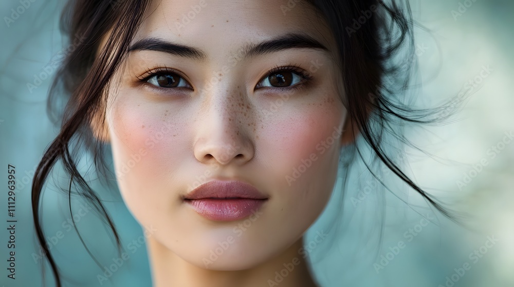 Portrait of a serene Asian woman with a subtle smile Portrait of a serene Asian woman with a subtle smile