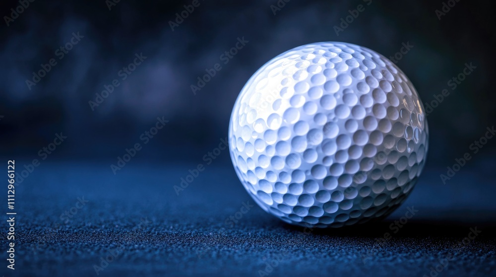 Close-up shot of a single golf ball on a table, great for illustrating a golf-themed concept or design Close-up shot of a single golf ball on a table, great for illustrating a golf-themed concept or design