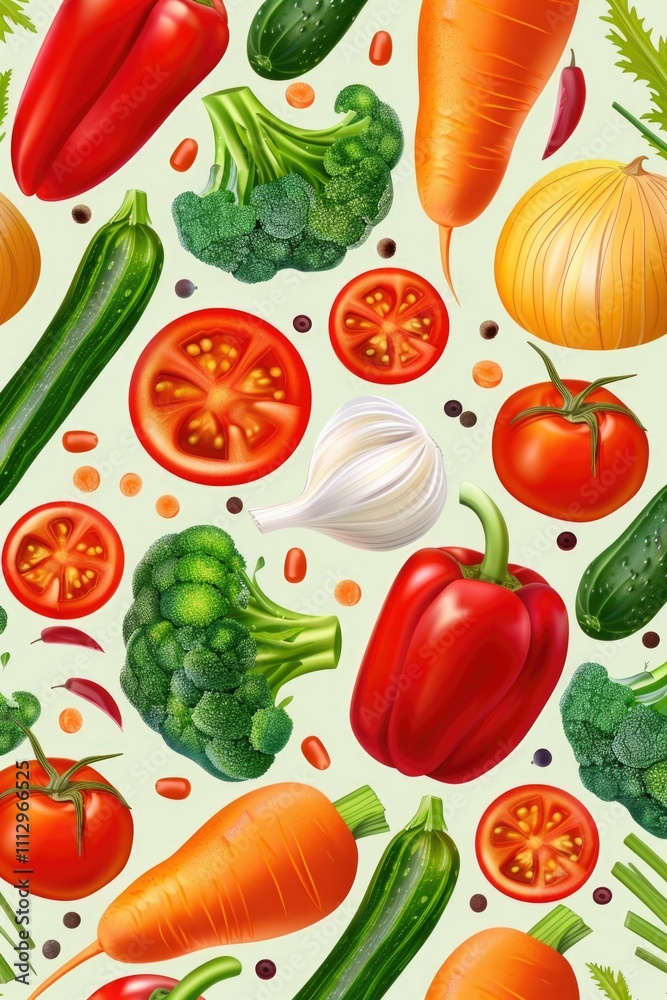 A variety of fresh vegetables arranged on a table, great for still life photography or food styling A variety of fresh vegetables arranged on a table, great for still life photography or food styling