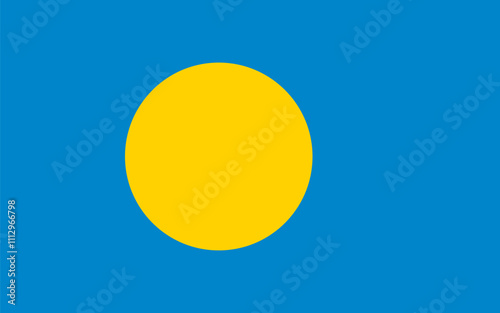 Palau flag in official colors, dimensions and aspect ratio. Vector flag symbolizing national pride, identity, heritage, patriotism and authority