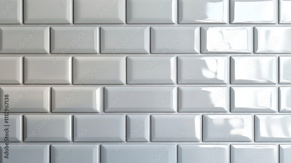Grid of sleek subway tiles in glossy white, perfectly aligned with crisp grout lines, offering a clean, minimalist aesthetic for modern interiors. Grid of sleek subway tiles in glossy white, perfectly aligned with crisp grout lines, offering a clean, minimalist aesthetic for modern interiors.