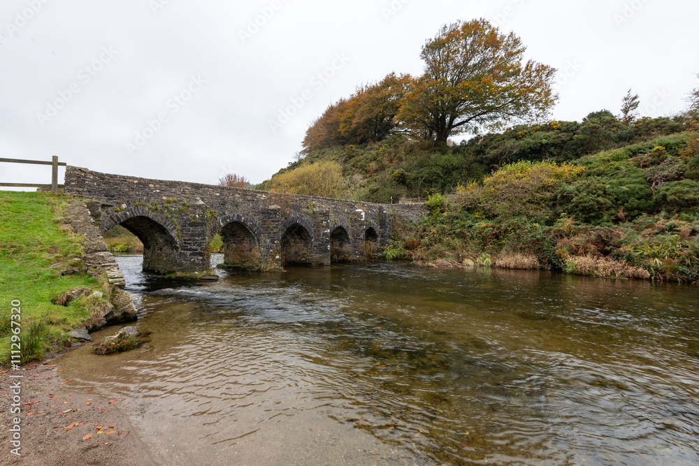 The autumn colours at Landacre bridge in Exmoor national Park