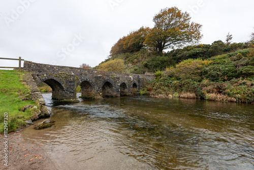 The autumn colours at Landacre bridge in Exmoor national Park photo