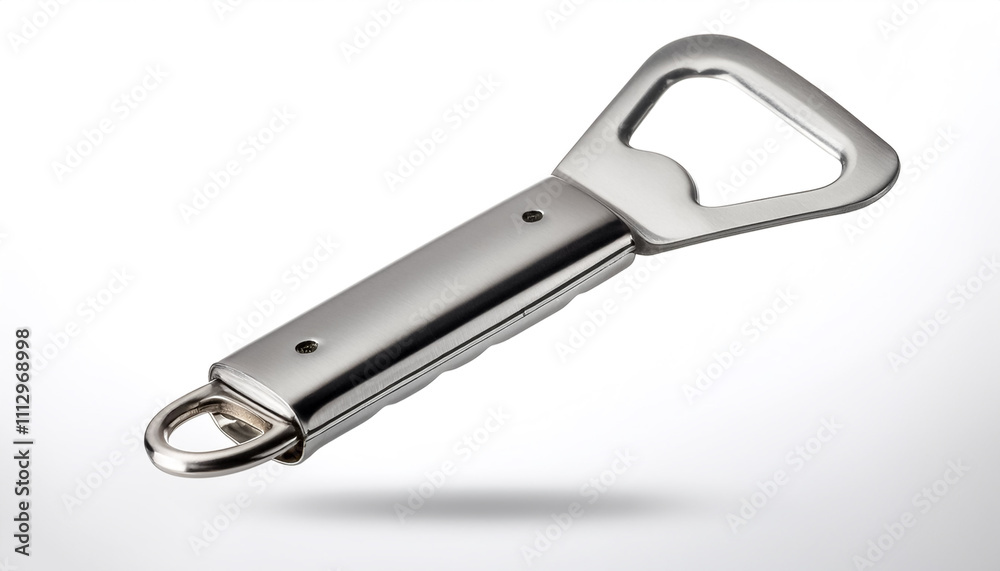 Bottle opener floating or flying on white Bottle opener floating or flying on white