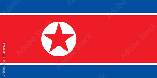 North Korea flag in official colors, dimensions and aspect ratio. Vector flag symbolizing national pride, identity, heritage, patriotism and authority
