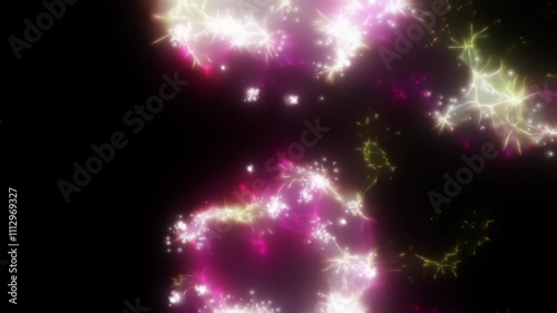 Happy new year 2025 motion animation. Abstract motion background shining colorful particles. New year and Christmas 2025, 2024 background. Seamless 4K loop video.