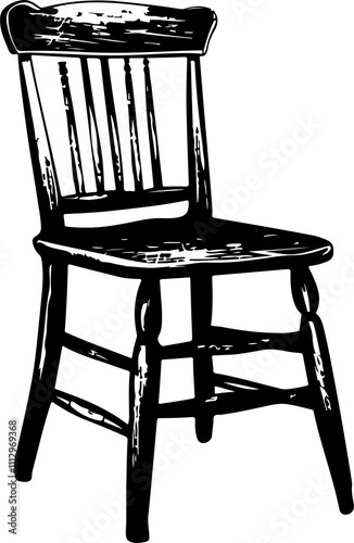 Vintage Wooden Chair Illustration
