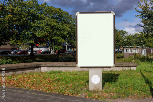 Blank billboard / advertising column on the street. photo