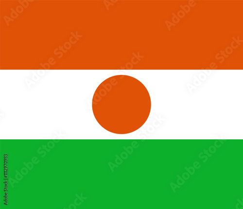 Niger flag in official colors, dimensions and aspect ratio. Vector flag symbolizing national pride, identity, heritage, patriotism and authority