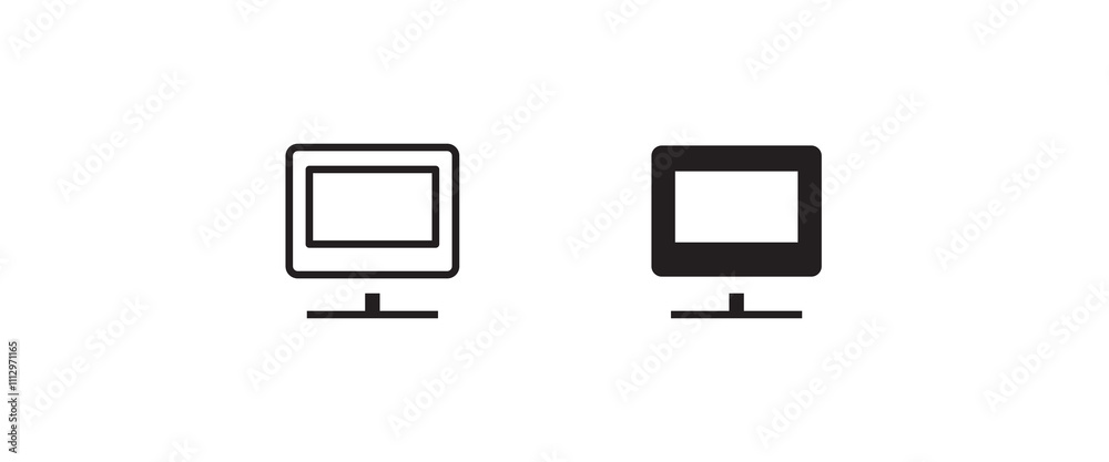 Tv icon. television, Computer Screen Monitor Display line and flat icons set, editable stroke isolated on white, linear vector outline illustration, symbol logo design style Tv icon. television, Computer Screen Monitor Display line and flat icons set, editable stroke isolated on white, linear vector outline illustration, symbol logo design style