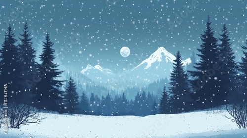 Cartoon Winter Forest Snow