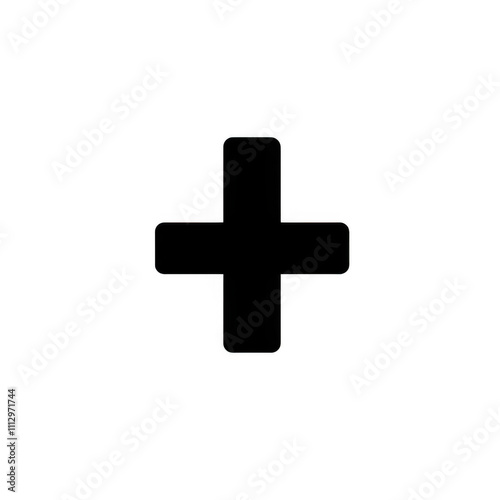 Black icon of Add icon, plus sign png Minimalist flat icon, vector logo style sign clipart on a transparent background