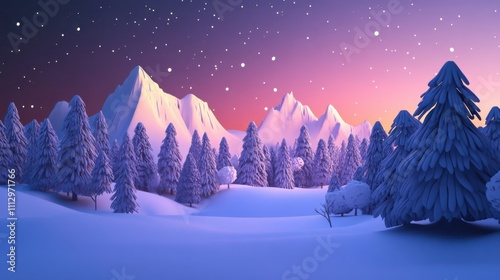Cartoon Winter Forest Snow